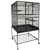 Multi-Bird Flight Bird Cage Extra Large 36" x 36" x 68" with Stand (Black Vein) 0417