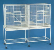 Double Compartment Bird Cage 61" x 18" x 32" with Stand (Egg Shell White) 0434