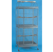 Double Bird Cage with Play Pan 30"x 24"x 73" Parrot with Stand (Silver Vein) 0369