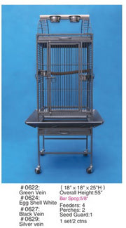 Bird Cage with Parrot Play Pen 18"x18"x55"(Black Vein) 0627