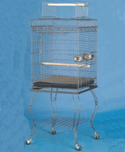 Flat Open Top Bird Cage 20"x 20" Parrot with Stand (Black Colour) 0123