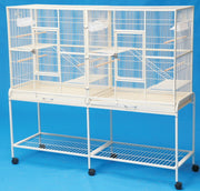 Double Compartment Bird Cage 61 L" x 18 W" x 32 H" with Stand (Black Vein) 0437