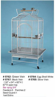 Large Open Top Parrot Cage 32"x24"x62" Silver 0769