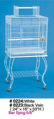 Flat Open Top Bird Cage with Stand Parrot 24"x 16" (Black Vein) 0223