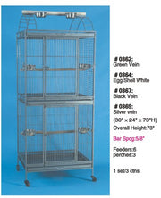 Double Bird Cage with Play Pan 30"x 24"x 73" Parrot with Stand (Silver Vein) 0369