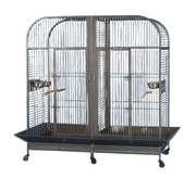 Large Bird Cage Double Compartment 66"x32"x68"Silver 0889