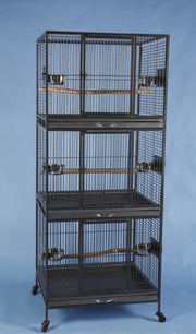 Triple Compartment Bird Cage 36" x 24" x 71" with Stand (Black Vein) 0397