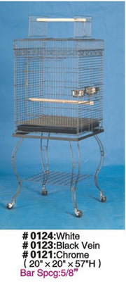 Flat Open Top Bird Cage 20"x 20" Parrot with Stand (Chrome Colour) 0121