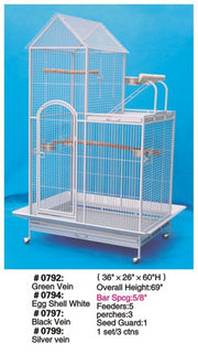 Bird Cage with Playground Top 36"x26"x69" Silver 0799