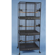 Triple Compartment Bird Cage 36" x 24" x 71" with Stand (Black Vein) 0397