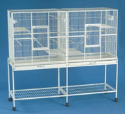 Double Compartment Bird Cage 61 L" x 18 W" x 32 H" with Stand (Silver Vein) 0439