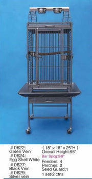 Bird Cage with Parrot Play Pen 18"x18"x55"(Silver Vein) 0629