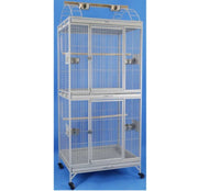 Double Bird Cage with Play Pan 30" x 24" x 73" Parrot (Green Vein) 0362