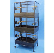 Triple Compartment Bird Cage 36" x 24" x 71" with Stand (Black Vein Colour) 0397