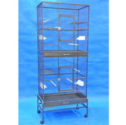 Double Compartment Bird Cage with Stand 30" x 18" x 73" Vertical (Black Vein) 0492