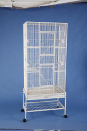 Double Compartment Bird Cage with Stand 30" x 18" x 73" Vertical (Black Vein) 0497