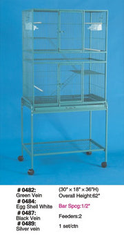 Flight Bird Cage with Stand 30" x 18" x 62" (Black Vein) 0487